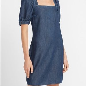 Denim Puff Sleeve Shift Dress